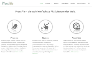 Website der PR-Software PressFile